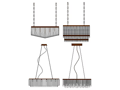 Elegant Modern Crystal Chandelier Lighting With Hanging Chains And Decorative Frames 3d model
