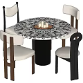 Middle style dining table and chair combination 3d model