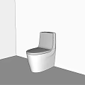 Modern White Toilet in Minimalist Bathroom with Light Brown Walls and Light Floor