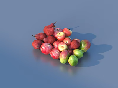 Fresh Assorted Fruits With Red And Green Apples Pears And Mangoes 3d model