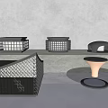 Modern Outdoor Lights With Geometric Metal Frames Glass Bases And Warm Light By Water