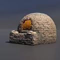 Ancient Traditional Brick Stone Oven With Dome Structure And Freshly Baked Bread On Side