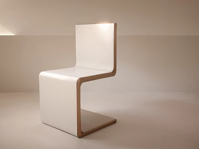 Sleek Modern Accent Chair With White Body And Wooden Curved Frame 3d model