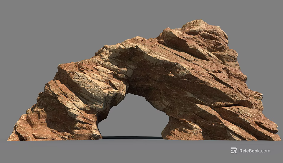 Unique Natural Rock Arch Formation With Brown Beige Textures And Rough Surface 3d model 
