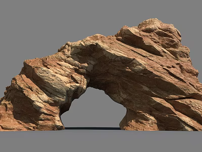 Unique Natural Rock Arch Formation With Brown Beige Textures And Rough Surface 3d model