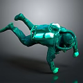 Game Movie Character 3D Model In Green Diving Suit With Oxygen Tank Floating
