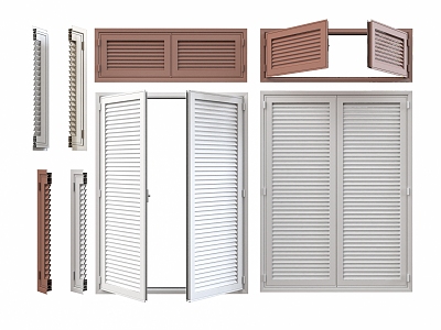 Louver casement window 3d model