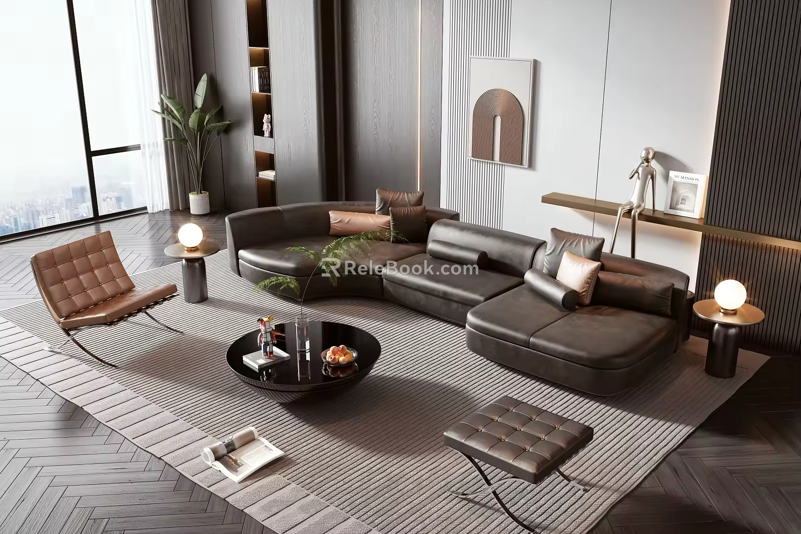 Sofa coffee table combination 3d model