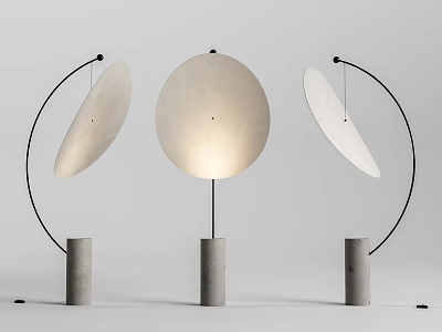 Modern Table Lamps With Cylindrical Base Circular Shade And Curved Stand 3d model
