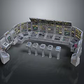 Advanced Control Console System With Multiple Workstations Displays And Control Panels 3d model