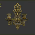 Antique Wall Sconce With Intricate Gold Black Decor And Candle Holders