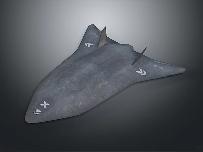 Grey Flying Wing Model With White Arrows And X Marks On Surface Design 3d model