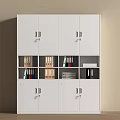 White Office File Cabinet Featuring Multiple Locking Doors And Document Storage Shelves