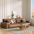 Middle Ancient Sofa Combination Coffee Table Carpet Multiplayer Sofa 3d model