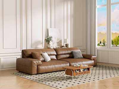 Middle Ancient Sofa Combination Coffee Table Carpet Multiplayer Sofa 3d model