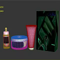 Perfume Cosmetics Collection Featuring Glossy Bottles Cream Jar Lotion Tube And Green Packaging