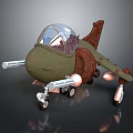 Green Military Airplane Toy Model With Machine Guns Clear Canopy And Landing Wheels