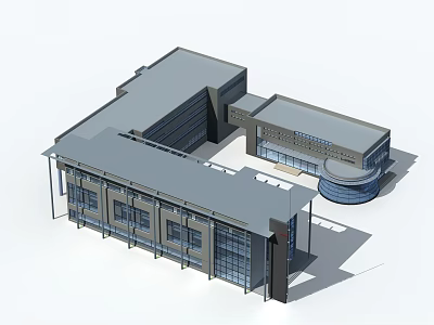 Modern Office Building Architectural Design With Glass Facade And Multi Story Structure 3d model