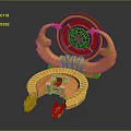 Golden Traditional Decorative Ornament With Dragon Shaped Design Circular Plate And Red Gemstone