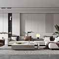 Modern Living Room Interior With Sofa Coffee Table Armchair Floor Lamp And Plants