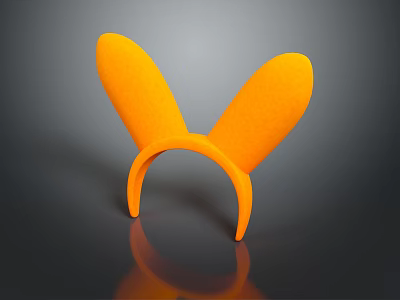 Cute Orange Rabbit Ear Headband Soft Daily Life Accessory For Casual Wear 3d model