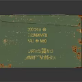 Vintage Green Metal Storage Box With Rustic Details And Text Labels