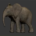 Detailed Brown Elephant Sculpture With Textured Skin And Realistic Features