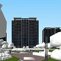 Modern High Rise Residential Complex With Green Spaces Walkways And Leisure Area