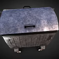 Vintage Industrial Metal Equipment Cart With Rolling Wheels And Sturdy Handle