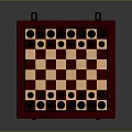 Red Brown Wooden Chessboard With Black And White Pieces Arranged On Checkerboard Surface