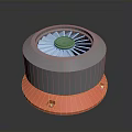 Portable Desktop Fan With Silver Red Design And Blue Rotating Blades