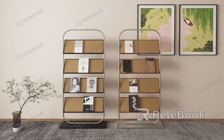 Modern Bookshelf Magazine Rack Bookshelf Combination model