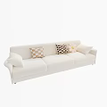Stylish White Multi Seater Sofa With Checkered And Floral Pattern Cushions 3d model