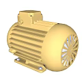 Yellow Industrial Electric Motor with Sturdy Housing Fan Cover and Rotating Shaft