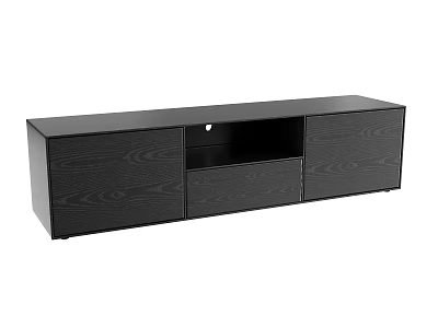 Black Wood Grain TV Stand With Modern Design Storage Drawers And Open Compartment 3d model