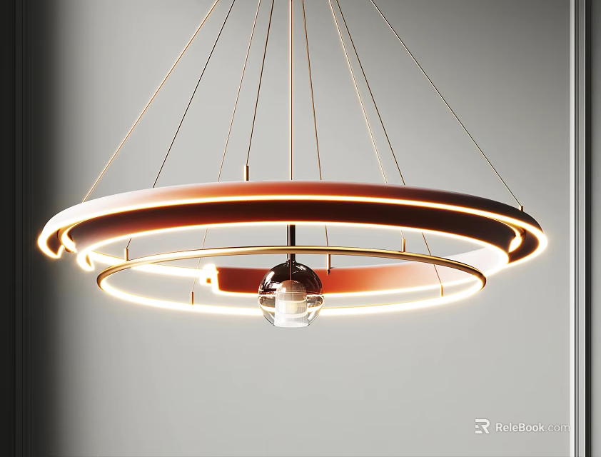 Modern Chandelier with Circular Ring Design and LED Light for Contemporary Home Decor 3d model 