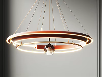 Modern Chandelier with Circular Ring Design and LED Light for Contemporary Home Decor 3d model
