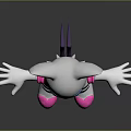 White Cartoon Game Character With Orange Ears Blue Eyes And Pink Heart Accents
