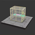 Small Cage Like Building With Bed Inside And Platform Base