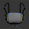 Functional Gray Camera Bag Featuring Yellow Accents Blue Buttons and Black Strap 3d model