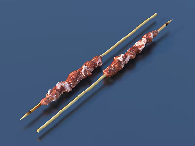 Juicy Grilled Meat Skewers On Bamboo Sticks For Appetizing Barbecue Treat 3d model