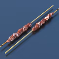 Juicy Grilled Meat Skewers On Bamboo Sticks For Appetizing Barbecue Treat