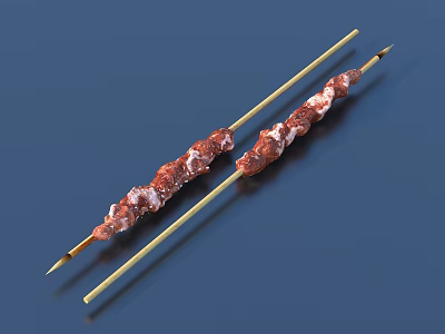 BBQ Kebab Lamb Kebab Barbecue Plate 3d model
