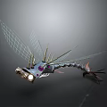 Futuristic Mechanical Dragonfly 3D Model With Transparent Wings And Metallic Body