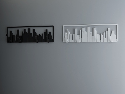 Modern Hanging Hook Urban Style Wall Decoration Hangers Black and White Hanging Hangers 3d model