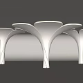 White Petal Shaped Columns With Modern Illuminated Design In Interior Space