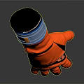 Orange Work Glove With Black Straps And Blue Wrist Band Design
