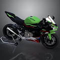 Green Sporty Motorcycle With Sleek Design Black Accents Red White Details And Chrome Exhaust