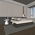 Modern Bedroom Interior Design With Large Bed Nightstand And Window Blinds 3d model