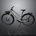 Sleek White Bicycle Featuring Front Basket Rear Rack And Modern Black Wheels